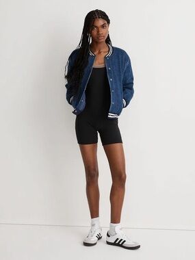 Madewell MWL Black Sleeveless Romper Bike Short One Piece Stretch Cotton Size M